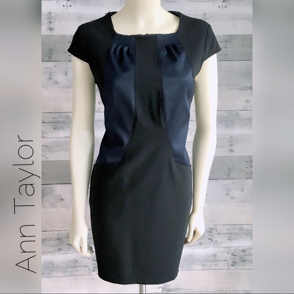 V-Neck Stretch Crepe Dress With Sequins Dark Navy main image 1